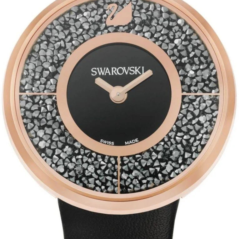 Swarovski Crystalline 5045371 Black Dial Rose Gold Tone Crystal Filled Quartz Watch