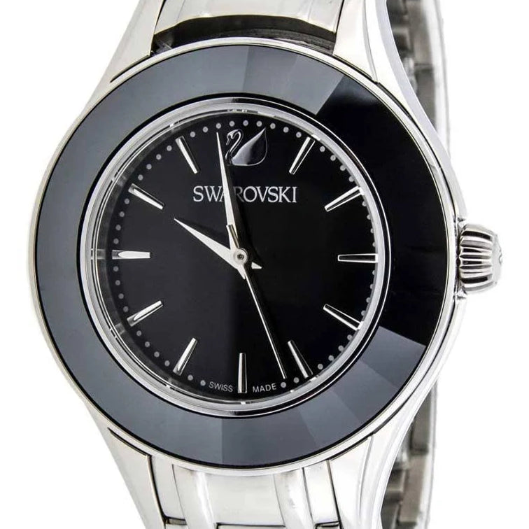 Swarovski Alegria Black Dial Stainless Steel Swiss Quartz Watch