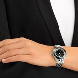 Swarovski Alegria Black Dial Stainless Steel Swiss Quartz Watch