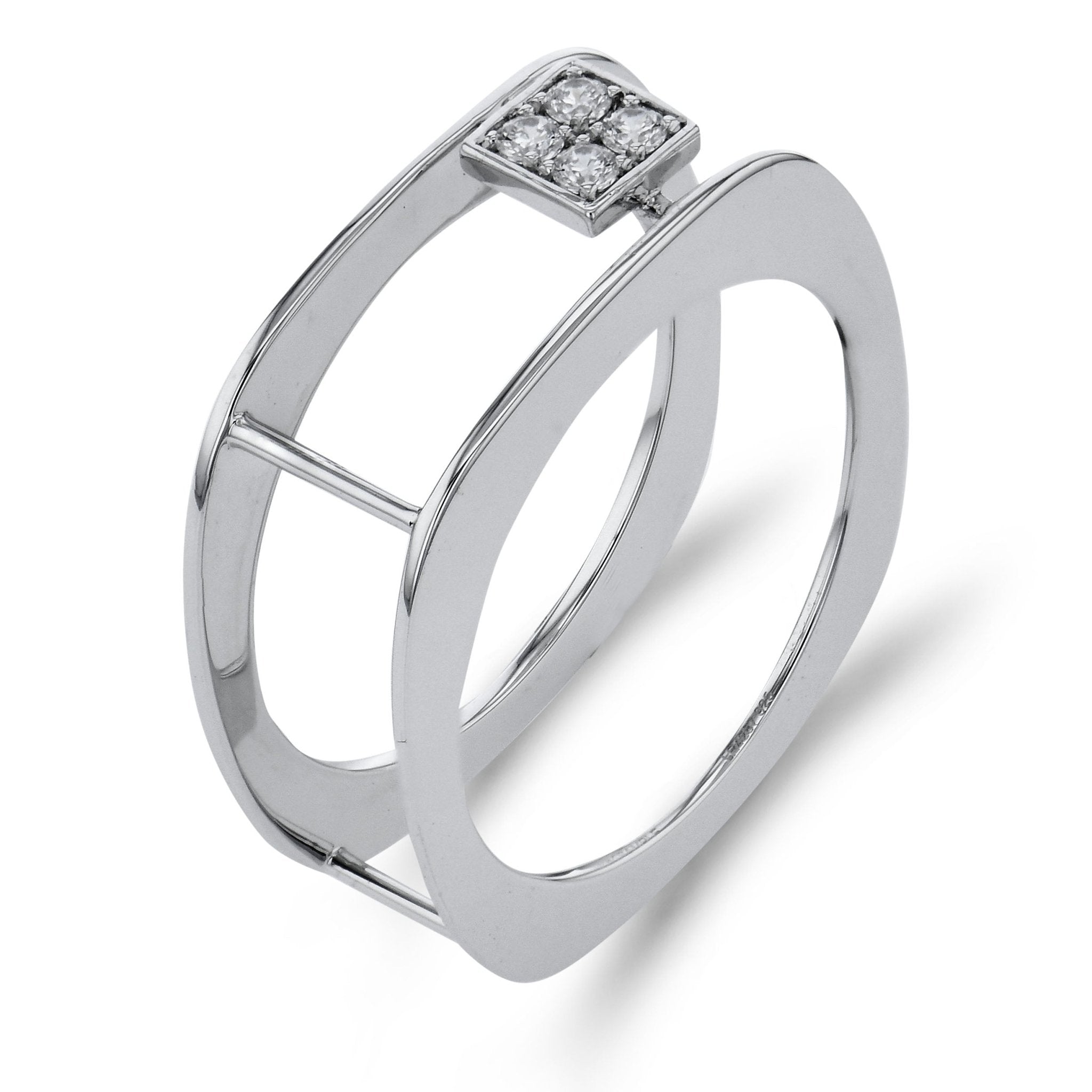 Simon G. LR4287 diamond signet smart ring jacket in 14K white gold