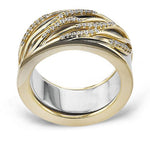 Simon G. LR4284 smart ring jacket with pave diamond gold waves, alternate view