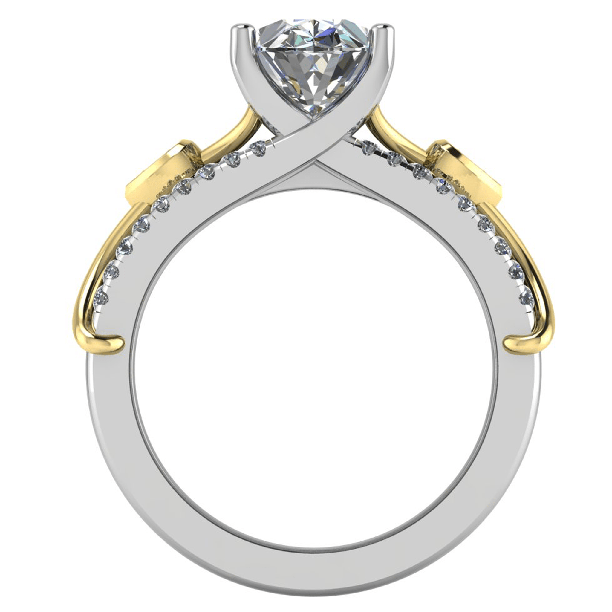 Simon G. LR5211 two-tone gold smart ring jacket with pave diamonds, side view