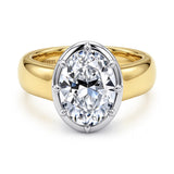 Gabriel & Co. ER17437 Oval Solitaire Diamond Engagement Ring 14K White Yellow Gold