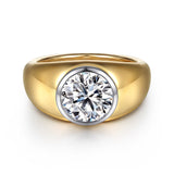 Caya - 14K White-Yellow Gold Round Wide Band Diamond Engagement Ring | In-Store