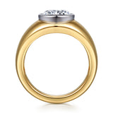 Caya - 14K White-Yellow Gold Round Wide Band Diamond Engagement Ring | In-Store