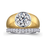 Caya - 14K White-Yellow Gold Round Wide Band Diamond Engagement Ring | In-Store