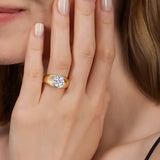 Caya - 14K White-Yellow Gold Round Wide Band Diamond Engagement Ring | In-Store
