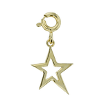 Simon G. CH1005 open star charm in 14K yellow gold with spring ring clasp