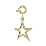 Simon G. CH1005 open star charm in 14K yellow gold with spring ring clasp
