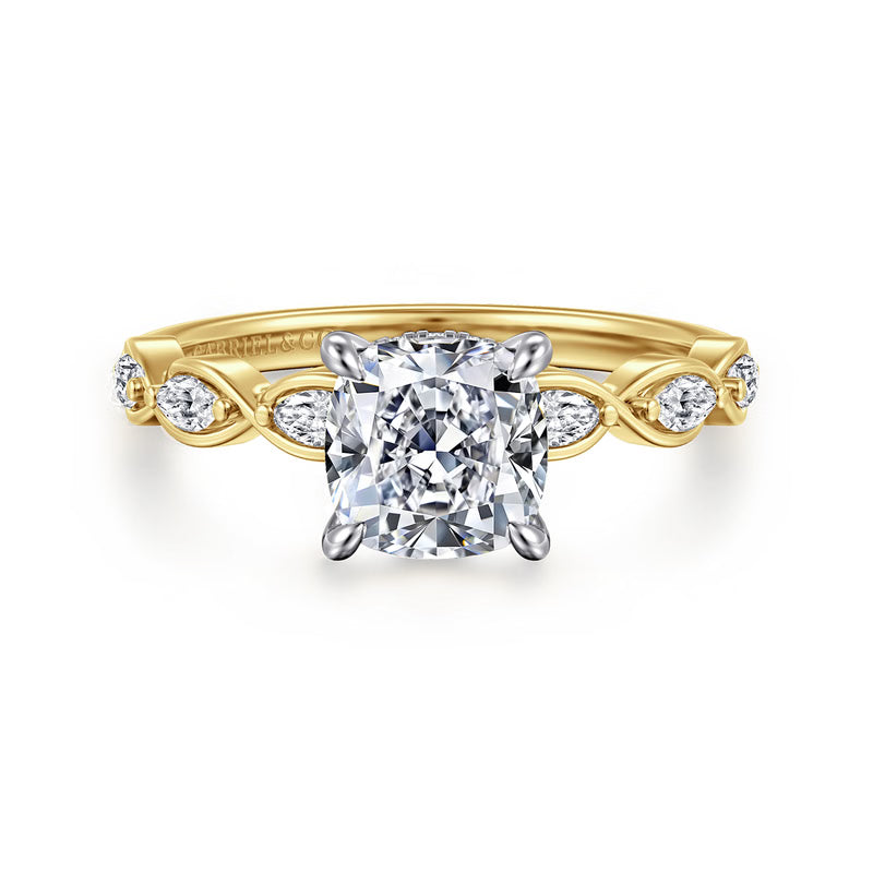 Claudia 14K White-Yellow Gold 1.50 CT Diamond Engagement Ring by Gabriel & Co.