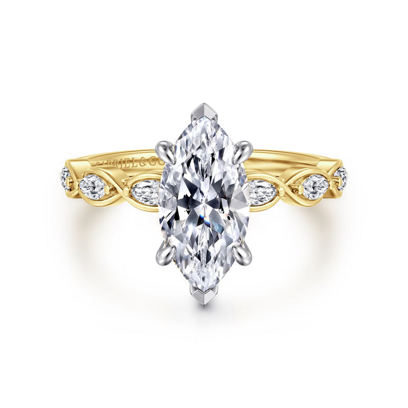Claudia 14K White-Yellow Gold 1.50 CT Diamond Engagement Ring by Gabriel & Co.