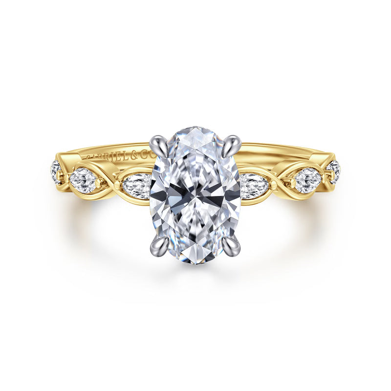 Claudia 14K White-Yellow Gold 1.50 CT Diamond Engagement Ring by Gabriel & Co.