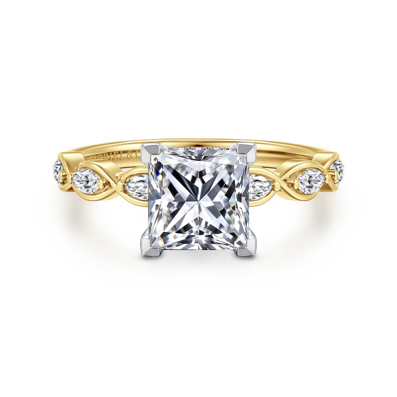 Claudia 14K White-Yellow Gold 1.50 CT Diamond Engagement Ring by Gabriel & Co.