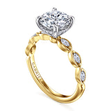 Claudia 14K White-Yellow Gold Round Diamond Engagement Ring