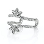 Silver ring with floral designs and 'Verragio' branding on a white background