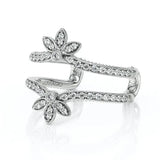 Silver ring with floral designs and 'Verragio' branding on a white background