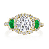 Round with Cushion 3-Stone Engagement Ring