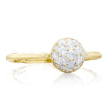 Petite Pavé Dew Drop Ring in Yellow Gold with diamonds