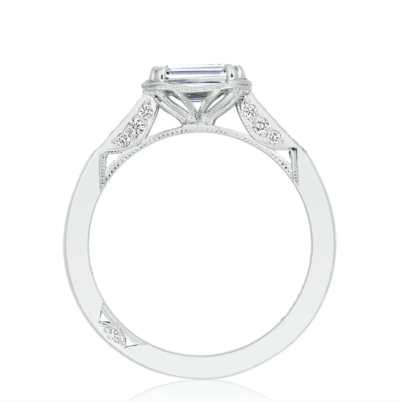 platinum  ring with a diamond on a white background