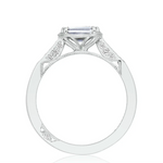 platinum  ring with a diamond on a white background