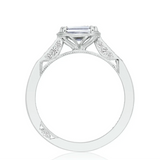 platinum  ring with a diamond on a white background