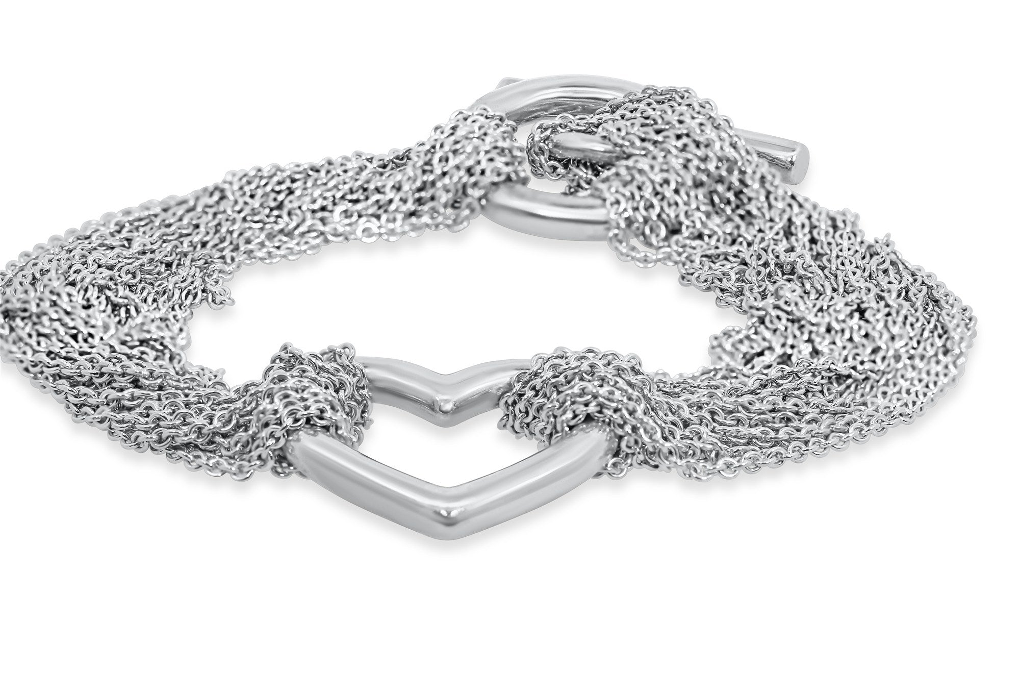 Tiffany & Co. Silver Open Heart Multi-Strand Toggle Bracelet Pre-Owned