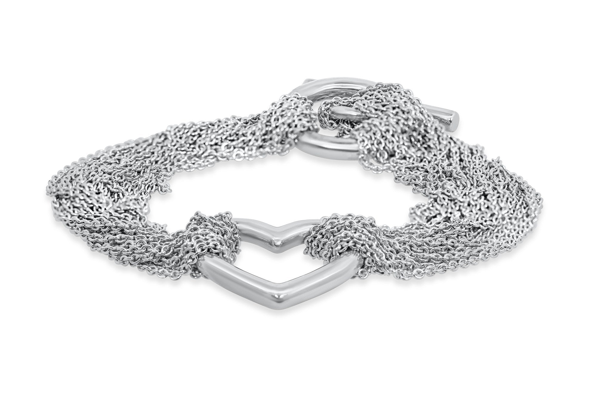 Tiffany & Co. Silver Open Heart Multi-Strand Toggle Bracelet Pre-Owned