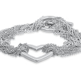 Tiffany & Co. Silver Open Heart Multi-Strand Toggle Bracelet Pre-Owned