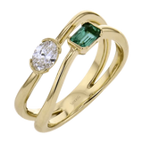 Simon G. Two-Stone Diamond and Emerald Fashion Ring