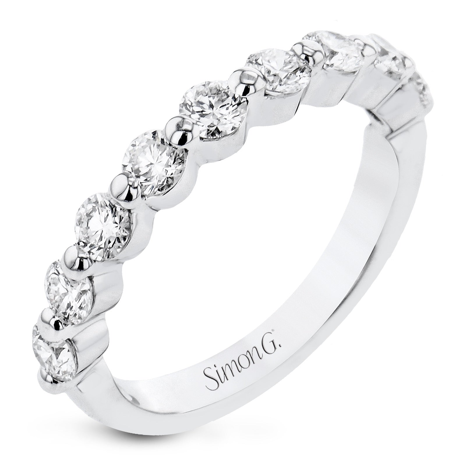 Simon G. LR2944 single row round diamond wedding band in 18K white gold, 1.00 ctw