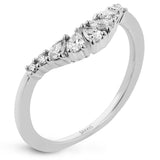 Simon G. LR4121 curved round and pear diamond wedding band in 18K white gold