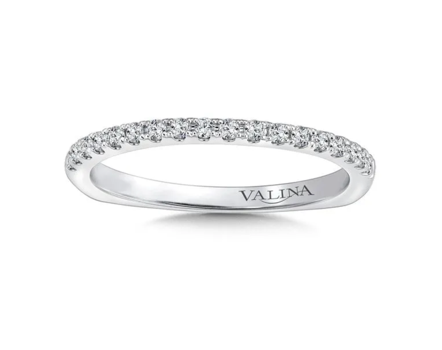 Valina Bridal Classic Diamond Band 14K White Gold with 18 Round Diamonds