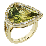 Green Tourmaline Color Ring in 18k Gold with Diamonds
