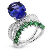 Tanzanite and Emerald Ring in 18k Gold with Diamonds