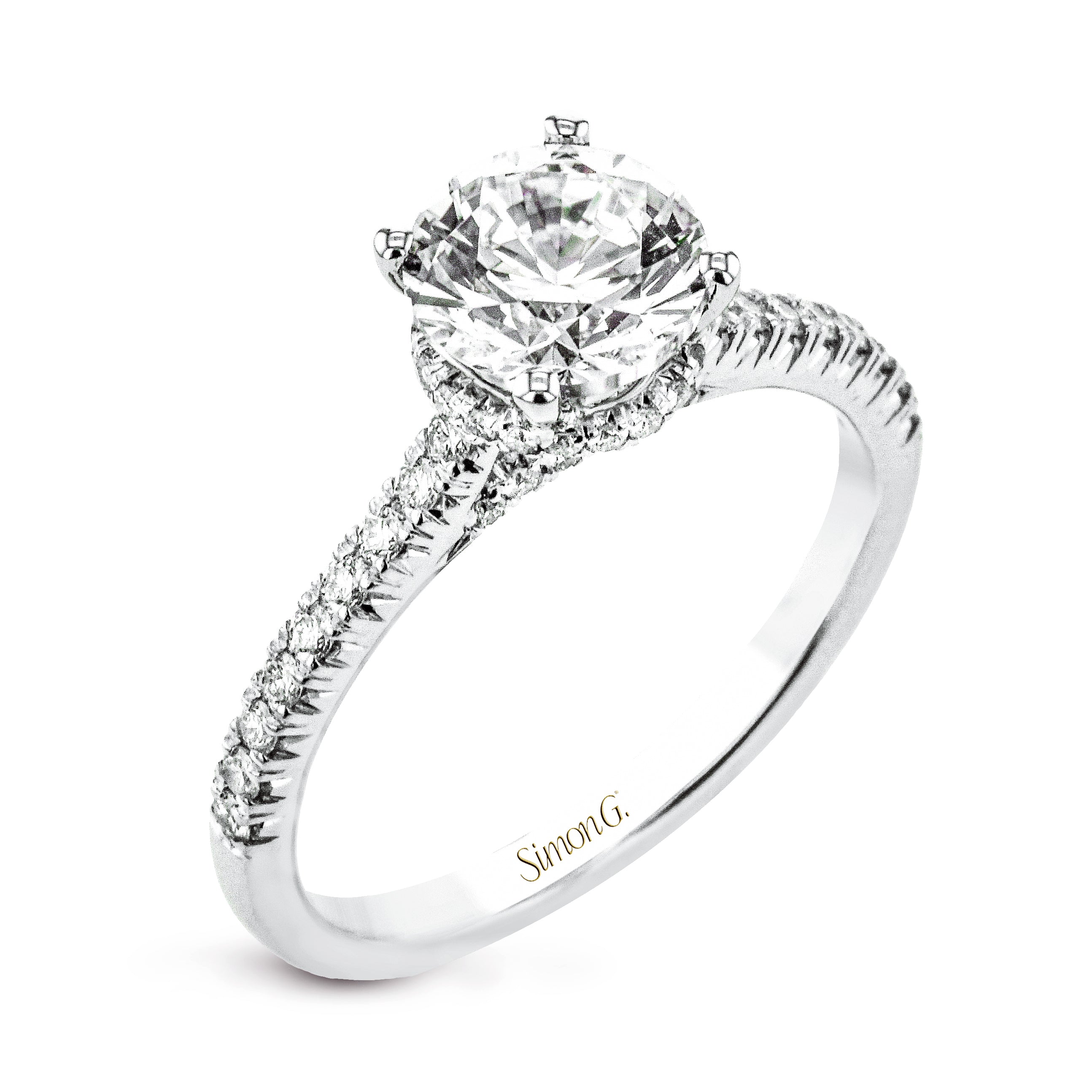 Round-Cut Hidden Halo Engagement Ring In 18k Gold With Diamonds In-Store