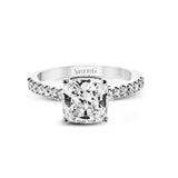 Cushion-Cut Hidden Halo Engagement Ring In 18k Gold With Diamonds