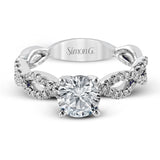 Round-cut Criss-cross Engagement Ring & Matching Wedding Band in 18K Gold with Diamonds