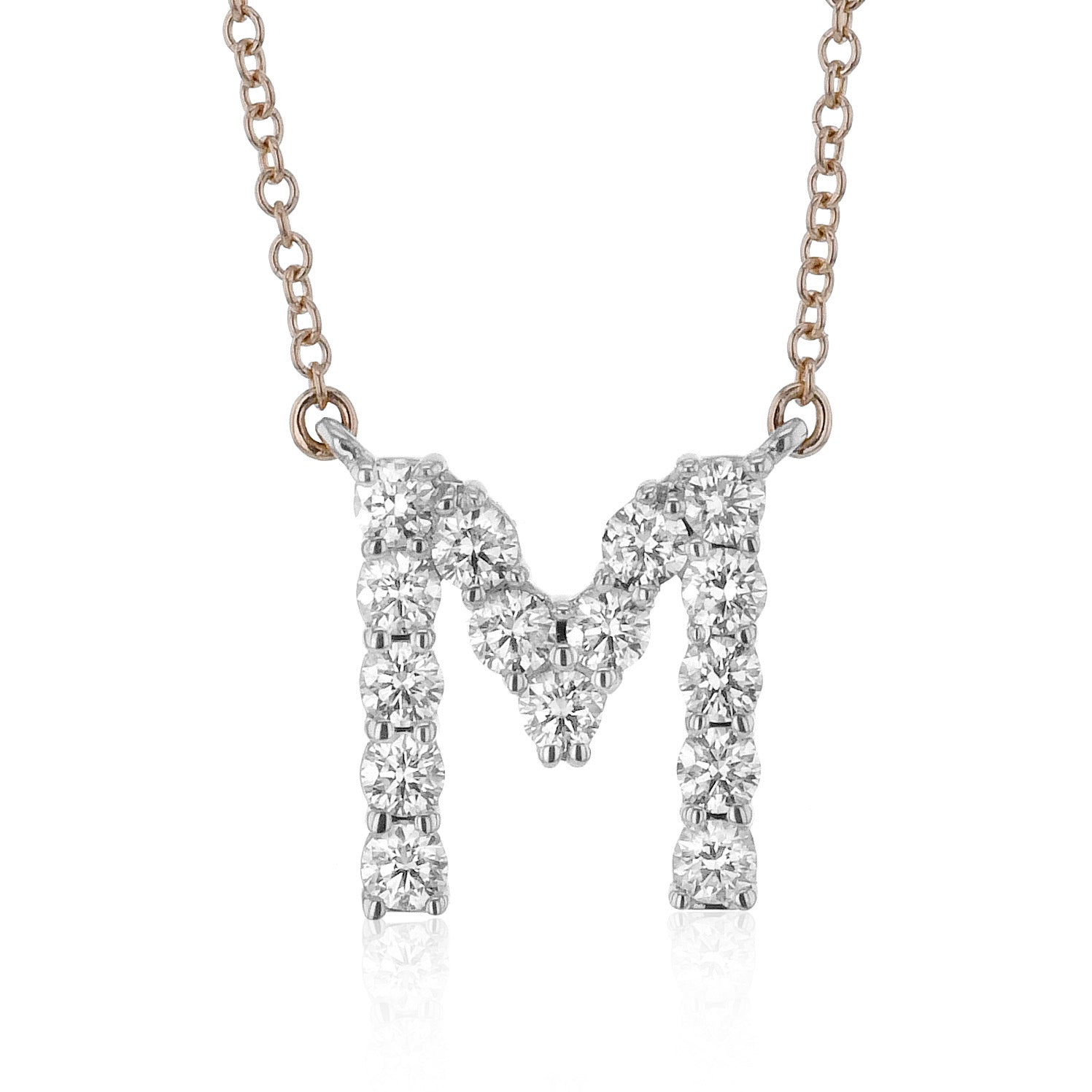 Personalized Initial Pendant Necklace in 18k Gold with Diamonds